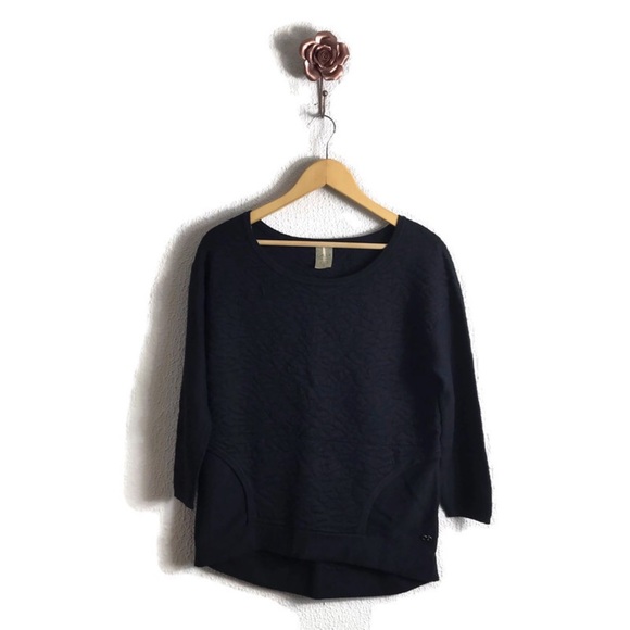 Calia Textured Black‎ Sweatshirt Pockets Small Comfort Athleisure Loungewear - Picture 1 of 6